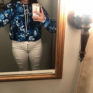 Blue Speedo Long-sleeve Crop Top